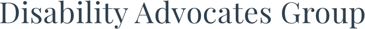 "Disability Advocates Group" in a serif font, styled in a dark blue/black color on a transparent background.