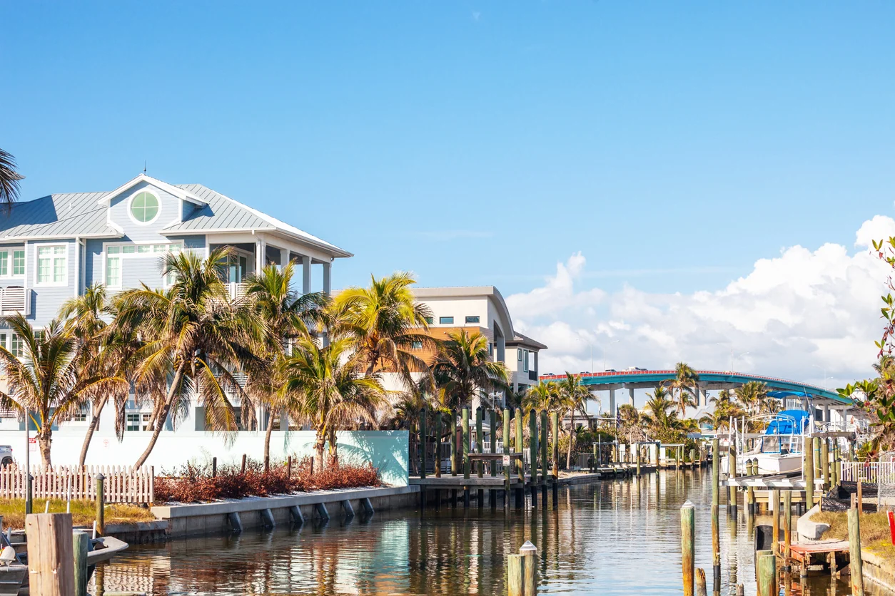 Fort Myers Beach canal view, Florida, USA